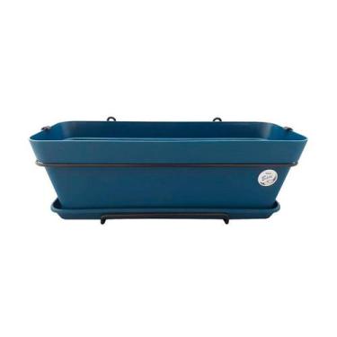 Imagem de Jardineira com Prato e Suporte Okla Bari Azul Cobalt para Jardim