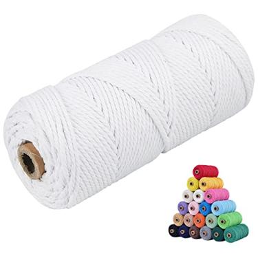 Imagem de KMALADO Cordão De Macramê Natural 3 Mm X 109 Jardas, Algodão Colorido 2 Mm/3 Mm/4 Mm/5 Mm/6 Mm, Fio Torcido, Suprimentos Para Artesanato Macio (Branco Arroz, Jardas)