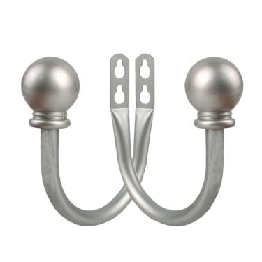Imagem de YingEnter Suportes Para Cortinas, Ganchos Cortinas Com Parafusos Fixação Na Parede, Decorativos Quarto, Sala De Estar, Escritório, Remates Em Bola Níquel Acetinado (2 Peças)