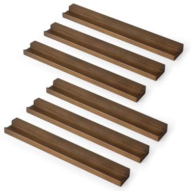 Imagem de RICHFOCUS Suporte De Parede Vinil, Pacote Com 6 Prateleiras Madeira Maciça Para Discos, Álbuns, Flutuantes 30 Cm Parede, Estante Infantil Revistas, Quarto, Sala Estar, Nogueira