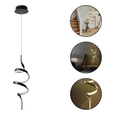 Imagem de Orbaly Pendente Luminária Led Espiral Lustre Bivolt 3000k Cor Preto - 