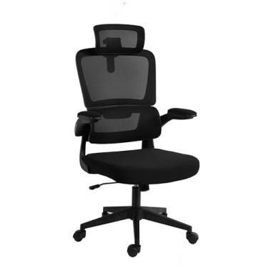 Imagem de Cadeira de Escritório Ergonômica, Encosto com Tela Mesh, Apoio de Cabeça Ajustável, Braços Flip-up, Base Giratória - ERGO SENSE ONE (Preta)