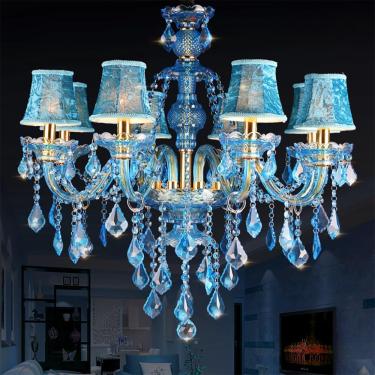 Imagem de Vela De Cristal Europeia Lâmpada Pendente Sala De Estar De Luxo Restaurante Quarto Hotel Villa Loja De Roupas Salão De Beleza Café Bar Ktv Led Lustre, C B 8 Lights