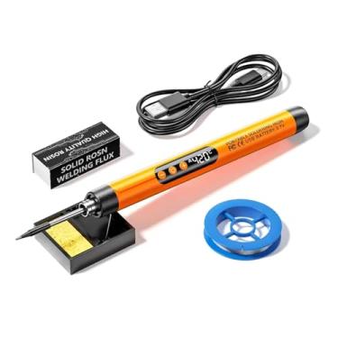 Imagem de Kit de ferro de solda USB sem fio 5V 8W com cabo de carregamento de fio de solda, mini esponja de suporte, ferramenta de soldagem portátil