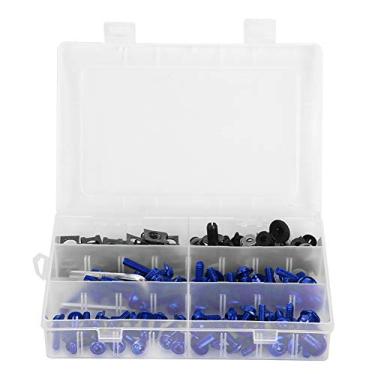 Imagem de QANYEGN Kit de parafuso de carenagem de motocicletas, kit de clipes de porca de parafusos de alumínio, parafusos de fixo de fada parafuso de fixação para moto (Azul)