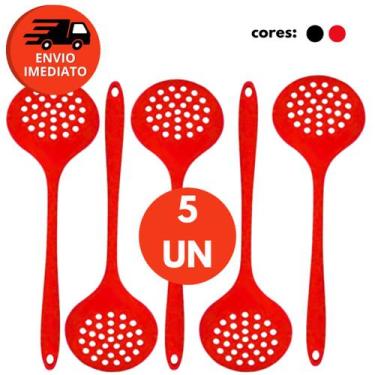 Imagem de Kit Escumadeira Universal Multiuso Silicone Maciço Panela Teflon Cerâm