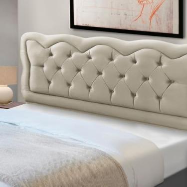 Imagem de Cabeceira Cama Box Estofada Madeira Queen Size Sofia (Bege)