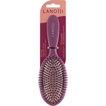 Imagem de Escova Raquete Oval Color Lanossi  Cerdas Suaves e Cabo Antiderrapante