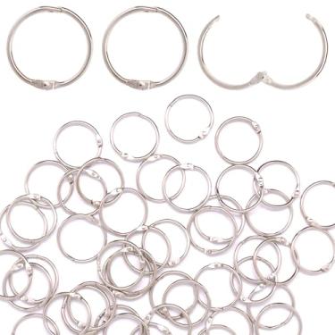 Imagem de S SYDIEN 50 anéis de fichário de folhas soltas de 2,5 cm, anéis de livro de aço niquelado para papel, anel de metal para fichas, anel de cartão de índice prata para escritório escolar