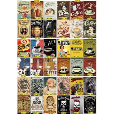 Imagem de Plaquinhas decorativas kit 10 pç quadrinhos retro sala quarto cafeteri