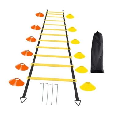 Imagem de simhoa Conjunto de equipamentos de treinamento de agilidade para futebol, 4 estacas de aço, escada de velocidade para agilidade, 10 cones para fitness,