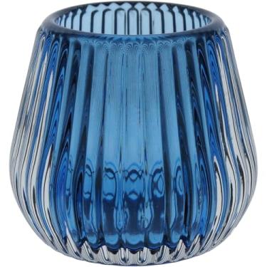Imagem de CASTIÇAL PORTA VELA DECORATIVO HOME&CO VIDRO 6x7x7cm AZUL