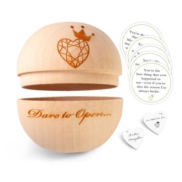 Imagem de Caixa redonda de madeira com cartões e moedas engraçados, presentes de aniversário de Dia dos Namorados de Natal para filha, pai, mãe, pai, personalizado, "I Love You", presente de formatura exclusivo