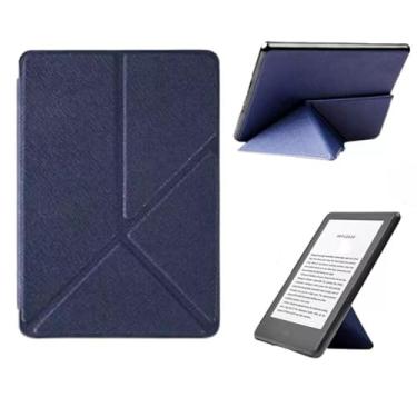 Imagem de Capa Origami Compatível com Kindle (11ª Geração - 2022) - Modelo C2V2L3 - Auto Hibernação - Fecho Magnético (Não compatível com Kindle 10ª Geração e Kindle Paperwhite) - Origami (Azul Marinho)