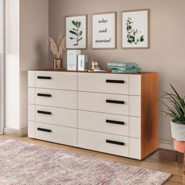 Imagem de Cômoda com 8 Gavetas Lisboa Freijó com Creme Politorno, Freijó e Bauni