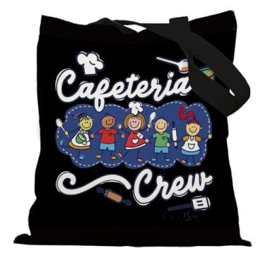Imagem de APJYM Cafeteria Crew Tote Bag, Lunch Lady Valorization Gifts Canvas Tote Bags for Women, Lunch Lady Cafeteria Funcionários Reutilizáveis Sacola de Compras de Mercearia