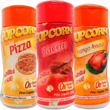 Imagem de Combo 3 Temperos Pipoca Popcorn Sabores Frango Assado, Pizza - Flavore