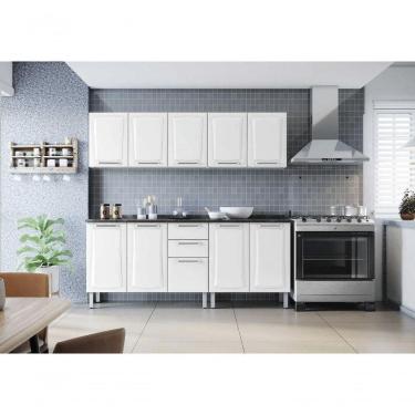 Imagem de Cozinha Completa Branca Em Aço 4 Peças 2 Gavetas Tarsila