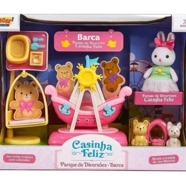 Imagem de Parque de Diversões Barca Casinha Feliz, Conjunto com Coelhinha e Ursinhos, Brinquedo Colecionável, 3+ Anos