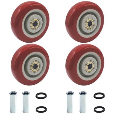 Imagem de Tayffency Rodas de carrinho de empurrar de 10 cm, 4 pacotes de kits de reparo de rolamentos de rodas de placa de poliuretano resistente, rodízios Pltae, rodas de substituição de prateleira para