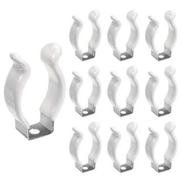 Imagem de 10 peças T8 U Clipes Suporte Suporte para lâmpadas LED de 2,5 m, acessórios de montagem de substituição de tubo fluorescente LED Braçadeiras de aço mergulhado de plástico branco, suporte de lâmpada