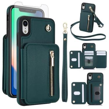 Imagem de Capa de celular para iPhone XR 6.1 carteira RFID com protetor de tela, alça transversal, compartimento para cartão de crédito, suporte para iPhoneXR iPhone10R i Phonex 10XR 10R RX CR iPhoneXRcases
