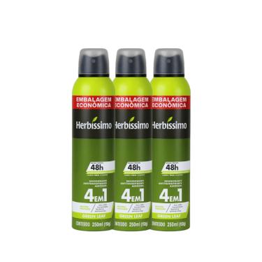 Imagem de Kit Desodorante Aerosol Antitranspirante Herbíssimo Green Leaf 250Ml - 3 unidades
