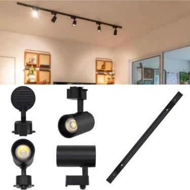 Imagem de Kit Trilho Eletrificado 1m + 4 Spots Led 7w Preto Frio 6k - MELO
