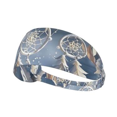 Imagem de Bandanas esportivas elásticas para homens e mulheres, branco, fantasia, apanhador de sonhos, faixa de cabelo com absorção de umidade, tecido felpudo de algodão, faixas de suor para corrida e tênis