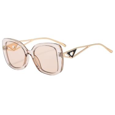 Imagem de Óculos de sol vintage estilo gatinho feminino, armação grande, estilo uv400, moda feminina, luxo (C4)