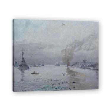 Imagem de A Foggy Day John Lavery Classic Realist Portrait & War Scene Canvas Art – Decoração de parede de arte irlandesa para casa emoldurada 39,98 x 48 cm