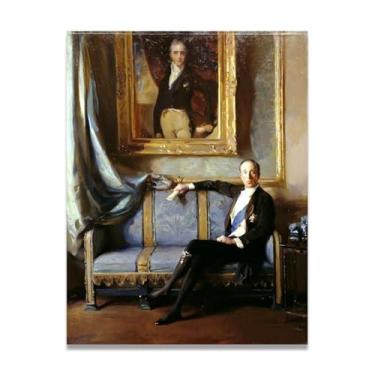 Imagem de Gentleman Sitting Sideways John Lavery Classic Realist Portrait & War Scene Canvas Art – Decoração de parede de arte irlandesa para casa 30 x 39 cm Un Framed