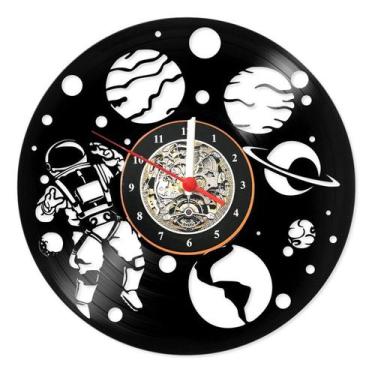 Imagem de Relógio De Parede Disco De Vinil Astronauta Universo Planeta - NoBrand