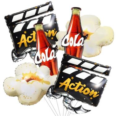 Imagem de Movie Night Balloon Set Film Theme Decoration Balloons with Camera, Popcorn Balloons for Movie Party, Cinema Night, Birthday & Movie Marathon Supplies​ 6pcs