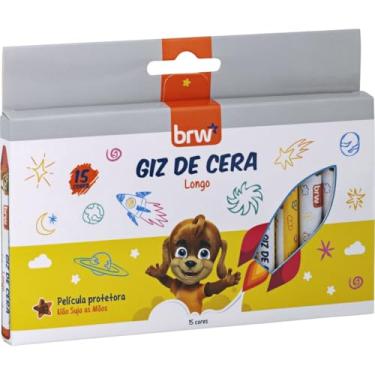 Imagem de Giz de Cera, Brw, Fino, 15 Cores