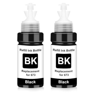 Imagem de Yongairuink Substituição de frascos de tinta T673 compatíveis para tinta T6731 T6732 T6733 T6734 T6735 T6736 Funciona com tinta L800 L805 L810 L850 L565 L1800 L3150 3100 (2 preto)