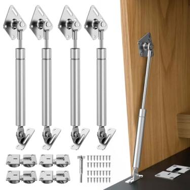 Imagem de Suportes de gás suspensos, com eixo de giro de página de 90 graus, dobradiça de mola a gás, para armário e mesa para baixo lentamente, apenas abre a porta (4, prata)