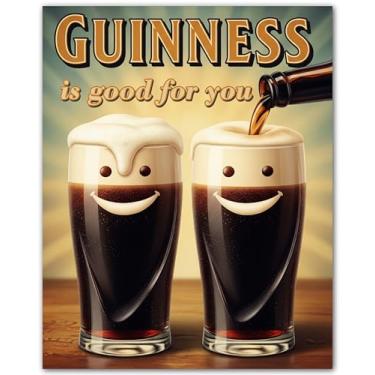 Imagem de ZUKIY Guiness Is Good for You - Decoração de parede de cerveja vintage - Placa Guinness - Pôster Guiness para caverna masculina - Impressão artística de cerveja - Pôster sem moldura 20 x 25 cm para