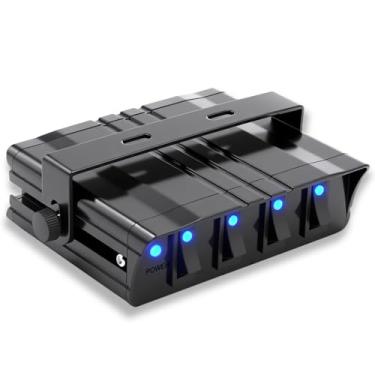 Imagem de AMOMD Caixa De Interruptor Basculante 4 Vias 12V-24V, Revestimento Externo Alumínio Durável, Painel Alternância Liga/Desliga 20A Com 2 Fusíveis 40A Para Luzes Automotivas, Carros, Barcos, Caminhões,