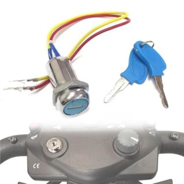 Imagem de Chave de ignição 2 fios com 2 chaves, chave de scooter elétrica para idosos, substituição liga-desliga para triciclo, carrinhos de golfe, bicicleta, trator