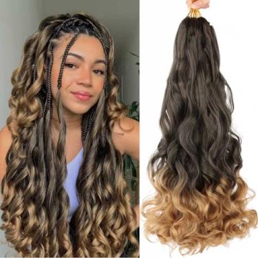 Imagem de Cabelo trançado pré-esticado 61 cm pacote com 8 pacotes de cabelo trançado saltitante French Curl para mulheres negras (T27, 61 cm (pacote com 8))