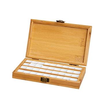 Imagem de predolo Paleta de Tinta de Bambu Multifuncional, Bandeja Durável para Mistura de Cores Artísticas com Tampa, Recipiente de para Crianças, Estud, 36 grades