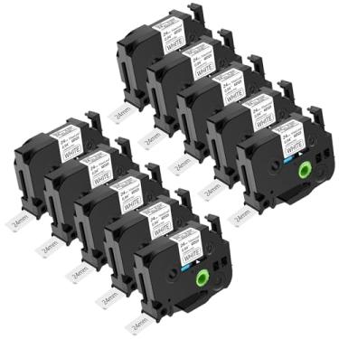 Imagem de NineLeaf Pacote com 10 fitas adesivas de 24 mm compatíveis com Brother P-Touch TZe-251 24 mm 0,94'' branco laminado TZe251 TZ-251 2,5 cm preto sobre branco TZe TZ fita para etiquetadora Ptouch PT-D600