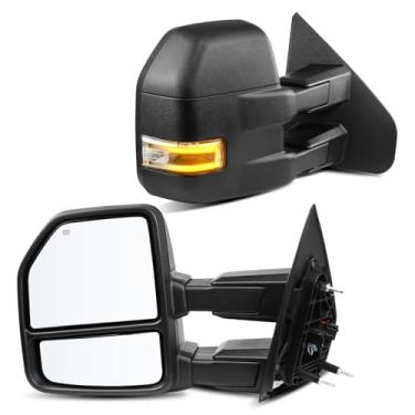 Imagem de LLPTA Espelhos de reboque Drive & Paasenger com espelho Spotter inferior - Compatível com Ford F150 2004-2006 - Espelhos retrovisores laterais de seta aquecidos ajustáveis - Textura preta