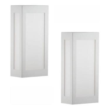 Imagem de 2 Arandelas Externa Luminária De Parede Quadrada Branco 441 - Click In
