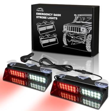Imagem de Tiannor Luzes estroboscópicas para painel de emergência, vermelho, branco, aviso, perigo, pára-brisa, barra de luz para veículos de bombeiros voluntários, caminhões (5 x 23 cm, 48 LEDs)