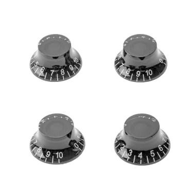 Imagem de DIAO79NI Puxadores de cartola tamanho métrico 18 estrias para guitarra elétrica Epiphone Les Paul SG, preto/branco (conjunto de 4)