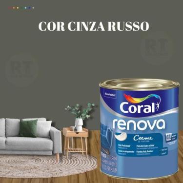 Imagem de Tinta Parede Cinza Renova Acrílica Fosca 800ml - Coral, CINZA RUSSO