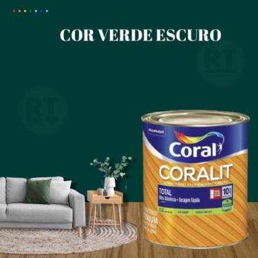 Imagem de Esmalte Sintético Base Água Coral Coralit 800ml Tinta Cor Verde Acetin