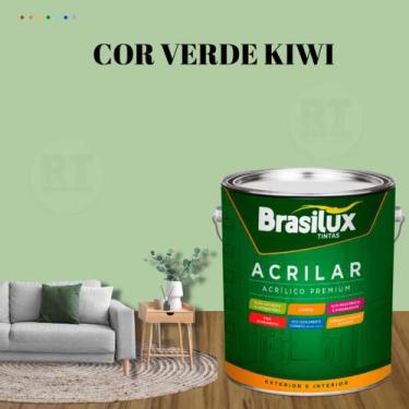 Imagem de Tinta De Parede Brasilux Acrilar Cor Verde Fosca Lavável Antimofo Prem
